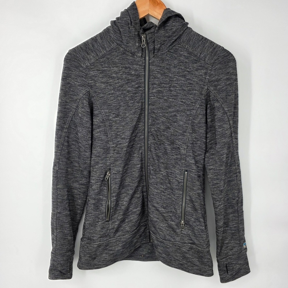 Kuhl Akkomplice Full Zip Hoodie Women XS Gray Heathered Thumbholes Active Jacket
